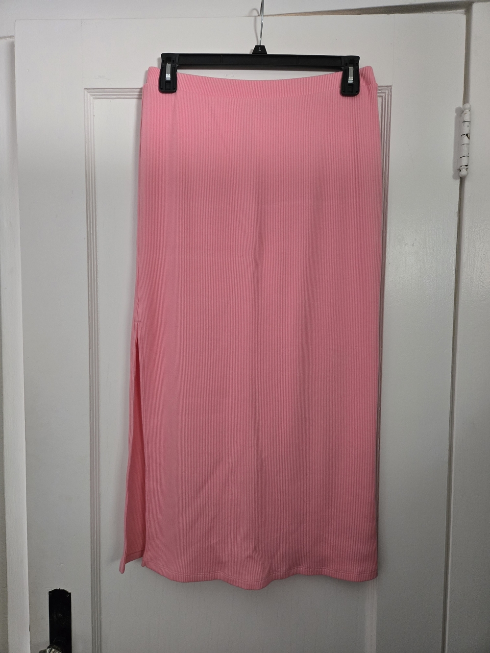 Old Navy Pink Ribbed Maxi Skirt with Side Slit